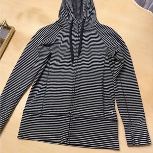 Lululemon Charcoal and Cream Striped Hoodie